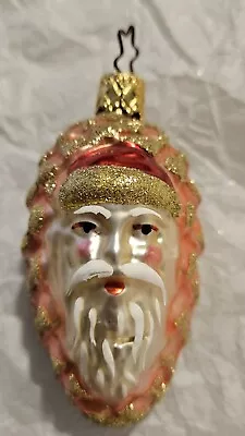 Vintage Retired Merck Inge Glas Old World Santa Face On Cone Christmas Ornament • $12