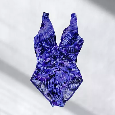 Vtg Miraclesuit Swimsuit 10 Purple Braided Bathing Suit 1 Pc Tummy Control USA • $34.95