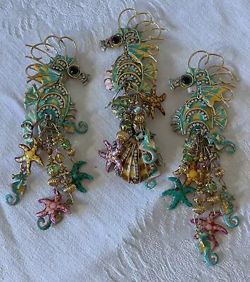 Lunch At The Ritz Sea Ranch Seahorse Shell Ocean Clip Earrings And Pin/Pendant • $379