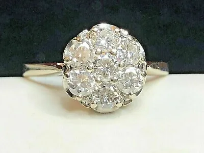 Moissanite 3 CT Round Cut Cluster Engagement Ring Real 925 Sterling Silver SZ-10 • $69.74