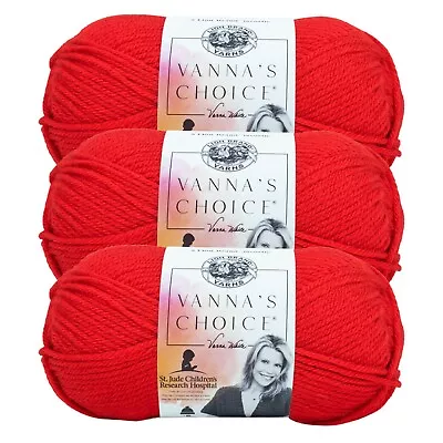 (3 Pack) Lion Brand Yarn 860-113 Vanna's Choice Yarn Scarlet • $15.35