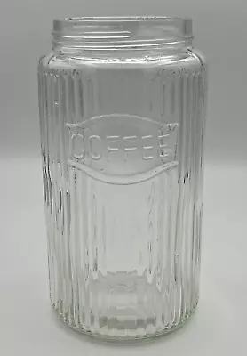 Antique Hoosier Glass Ribbed Coffee Jar Canister Storage 8  X 4  - No Lid • $19.99