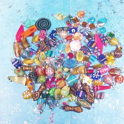 50 PC Jewelry Making LOT Drop Dangle Glass Shell Resin Pearl Craft Charms DIY • $14.99