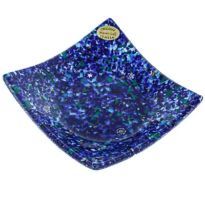 Murano Glass Plate Blue Green Square Millefiori Murrina Venice 13cm X 13cm • $45.19