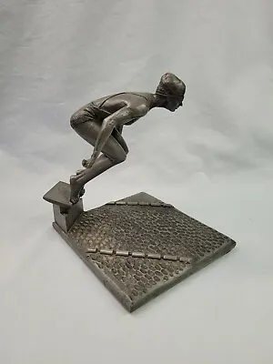 Vintage Marcel Jovine Pewter Sculpture Figurine 1983 1984 Olympics Swimming  • $99