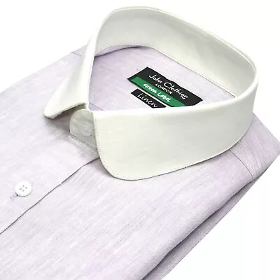 Peaky Blinders Penny Round Collar Linen Lilac Men's Wedding Groom's Party Shirt • $28