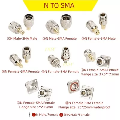 2Pcs N To SMA Male Female RF Coaxial Converter Coax Adapter SMA Male To N Female • $4.84