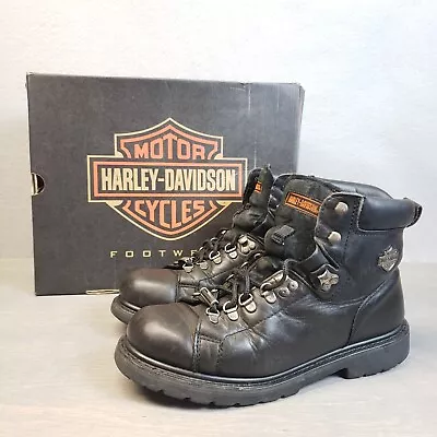 Harley-Davidson Renzo Lace D94339 Mens Black Leather Motorcycle Boots 10.5 • $34.70