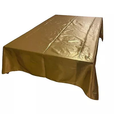 Gold Sheer Metallic Polyester Tablecloth 104 X60  Oblong Rectangular Shiny • $10.99