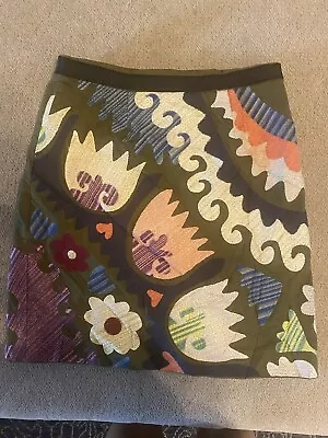 Anthropologie Vanessa Virginia Skirt~Tulipa Floral Embroidered Sz.6 • $10