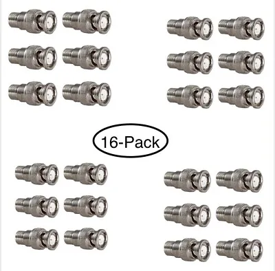 16x Male Coaxial BNC To Female Coaxial F-type Satellite Adapter CCTV Connector • $16.90