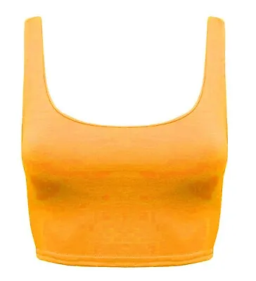 Womens Ladies Plain Sleeveless Strappy Scoop Neck Bra Summer Crop Top Vest • £5.84