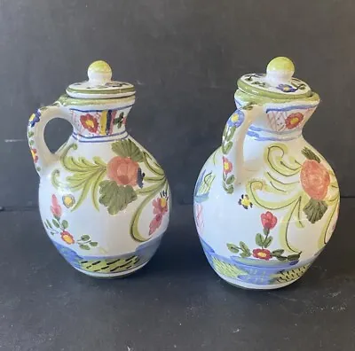 Vintage Italian Magolica Deruta Faenza Oil And Vinegar Cruet Jars • $28.90