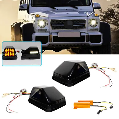 For 1990-2018 Benz W463 G-Class Smoke Front Fender Turn Signal Marker LED Lights • $79.99