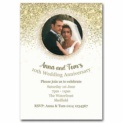 £4.75 • Buy 10 Personalised 10th Wedding Anniversary Party Invitations Invites