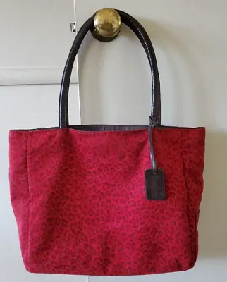 Neiman Marcus Brand Faux Leather Red & Black Leopard Print Shoulder Tote Bag • $9.99