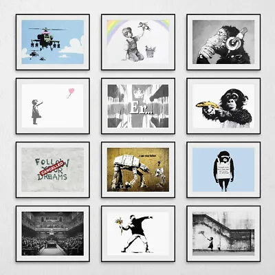 Banksy Posters Prints Wall Art Pictures Graffiti Artwork Decor In A3 A4 A5 Size • £4.99