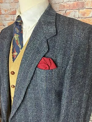 Harris Tweed Jacket Sportcoat Mens Size 42 Regular Country Hacking Blue • $59.99