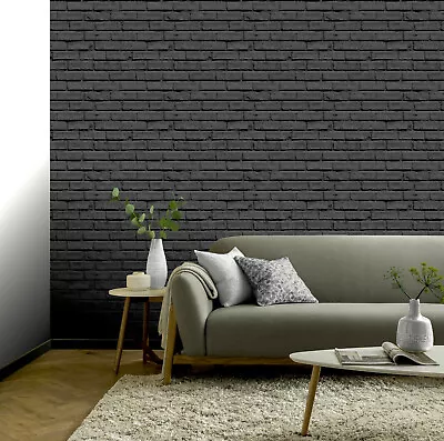 Premium European Designed & Made Black Brick Wallpaper • $89