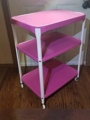 Vintage COSCO CART MID CENTURY 3 TIER  SERVING UTILITY GORGEOUS PINK COLOR NICE! • $138.99