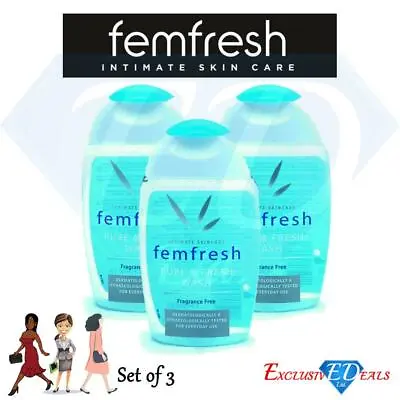 £7.99 • Buy 3 X Femfresh Daily Pure & Fresh Wash Fragrance Free Fresher For Longer 150ml