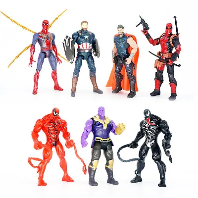 7 PCS Marvel Avengers Thanos Venom Thor Captain America Figure Statue Model Gift • £24.99