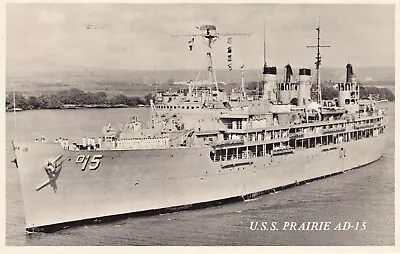 USS Prairie AD-15 US Navy Ships Photo Card Stock 8.5 X 5.5 Size B&W • $5