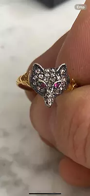 15ct Gold Diamond Ruby Fox Head Ring • £349