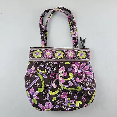 Vera Bradley Morgan Purple Punch Quilted Handbag Shoulder Bag Tote Purse Purple • $24.92