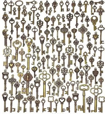 $16.98 • Buy Lot Of 125 Vintage Style Antique Skeleton Furniture Cabinet Old Lock Keys Jewelr