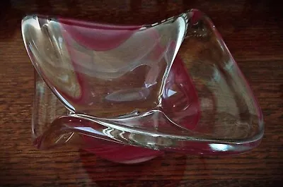MID CENTURY ART GLASS  VASE UNUSUAL STYLE - 9  Width X 6  Height • $59.95