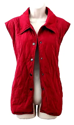 JACK MURPHY Outdoor Gilet Waistcoat Sz 12-14 Red Snap Fastening Lightly Quilted • £14.50