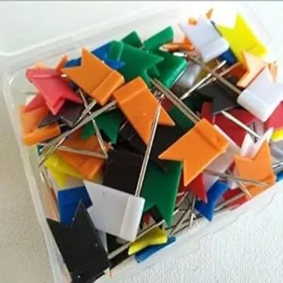 100 Pcs Map Flag Push Pins Multi Colored Decorative Flag Tacks With Steel Point • $10.65