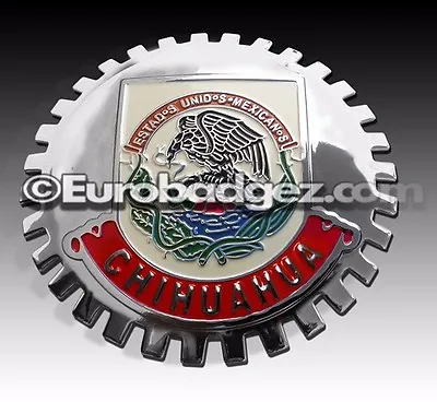 1 - NEW Chrome Front Grill Badge Mexican Flag Spanish MEXICO MEDALLION CHIHUAHUA • $19.99