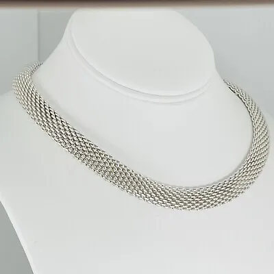 18  Tiffany & Co Somerset Mesh Collar Necklace In Sterling Silver • $689.76