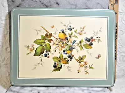 Vtg Pimpernel England Set 4 Blue Yellow Tit Birds Berries Cork Back Placemats • $24.99