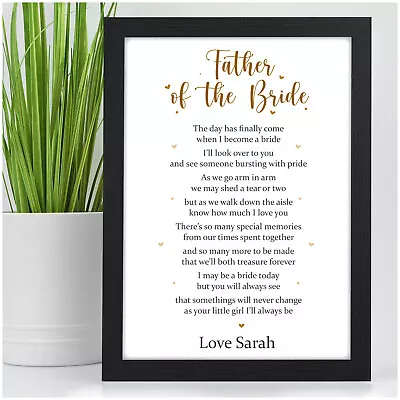 Personalised Father Of The Bride Poem Thank You Gift Keepsake Wedding Favour Dad • £4.95