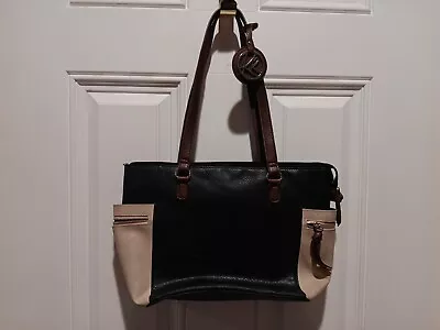 Kim Rogers Tote Lg. Handbag Black/Tan Purse Pocketbook Double Handles • $7.97