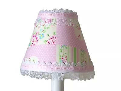 Pink & Green Lace Trim Chandelier Shade 5  Mini Lamp Sconce Shade Baby Nursery • $5