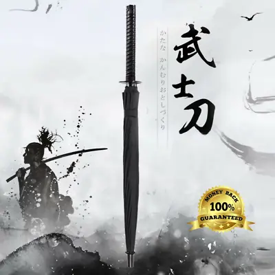 $26.99 • Buy Folding Windproof Sun Japanese Sword Rainny Umbrella Ninja Style Katana Black