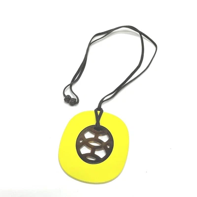 $265 • Buy HERMES Pendant Water Buffalo Lift GM Accessories Necklace Buffalo Horn Yellow