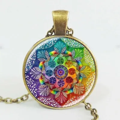 Handmade Henna Yaga Necklace Om Symbol Buddhism Mandala Necklace Pendant Art Jew • $9.99
