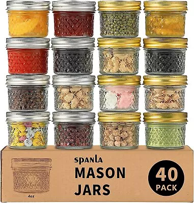 Small Mason Jars Canning Jars40PACK Mini With Lids And Bands4OZ  Jelly Jars • $64.99