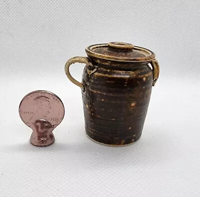 Miniature 1:12 Pottery Churn With Lid Artisan Made Unsigned Handmade Vintage • $0.99