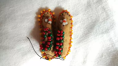 Handcrafted Dollhouse Miniature Leather Moccasins With Multicolor Beads • $15