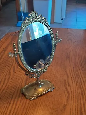 Victorian Brass Ornate Adjustable Vintage Vanity Dresser Mirror 10” • $169.99