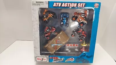 Maisto ATV Action Set Motorized Die-Cast Fresh Metal W/ 5 Racers And Accessories • $39.99