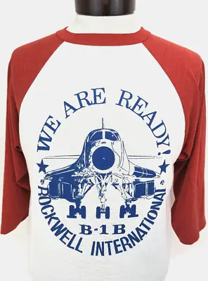 Vtg ROCKWELL INTERNATIONAL Raglan T-Shirt B-1B Lancer BOMBER Graphic USA XL EUC* • $74.97