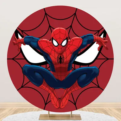 $31.32 • Buy Round Superhero Spiderman Backdrop Boys Birthday Party Photo Background Banner