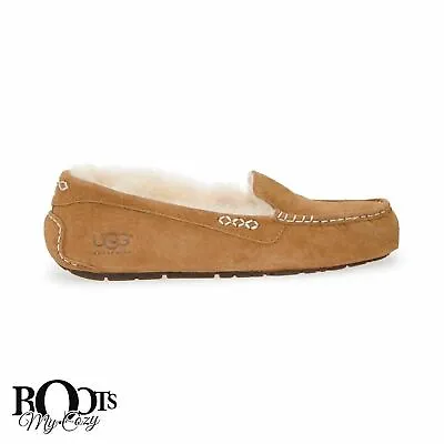 Ugg Ansley Chestnut Suede Sheepskin Moccasins Slippers Size Us 7/uk 5.5/eu 38 • $60.99